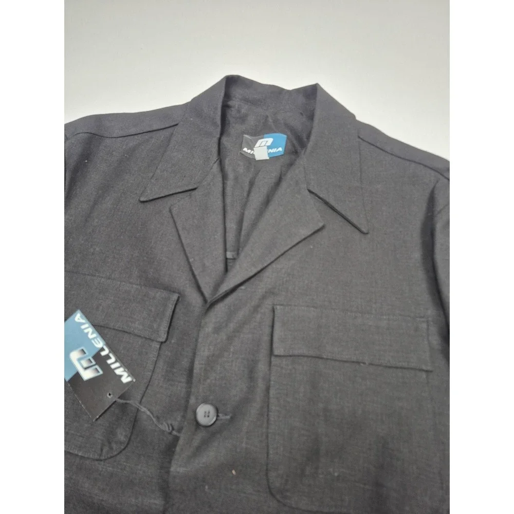 VTG Millenia Suit Mens L Black 100% Linen 2 Piece 36x36 USA NWT Unhemmed Summer